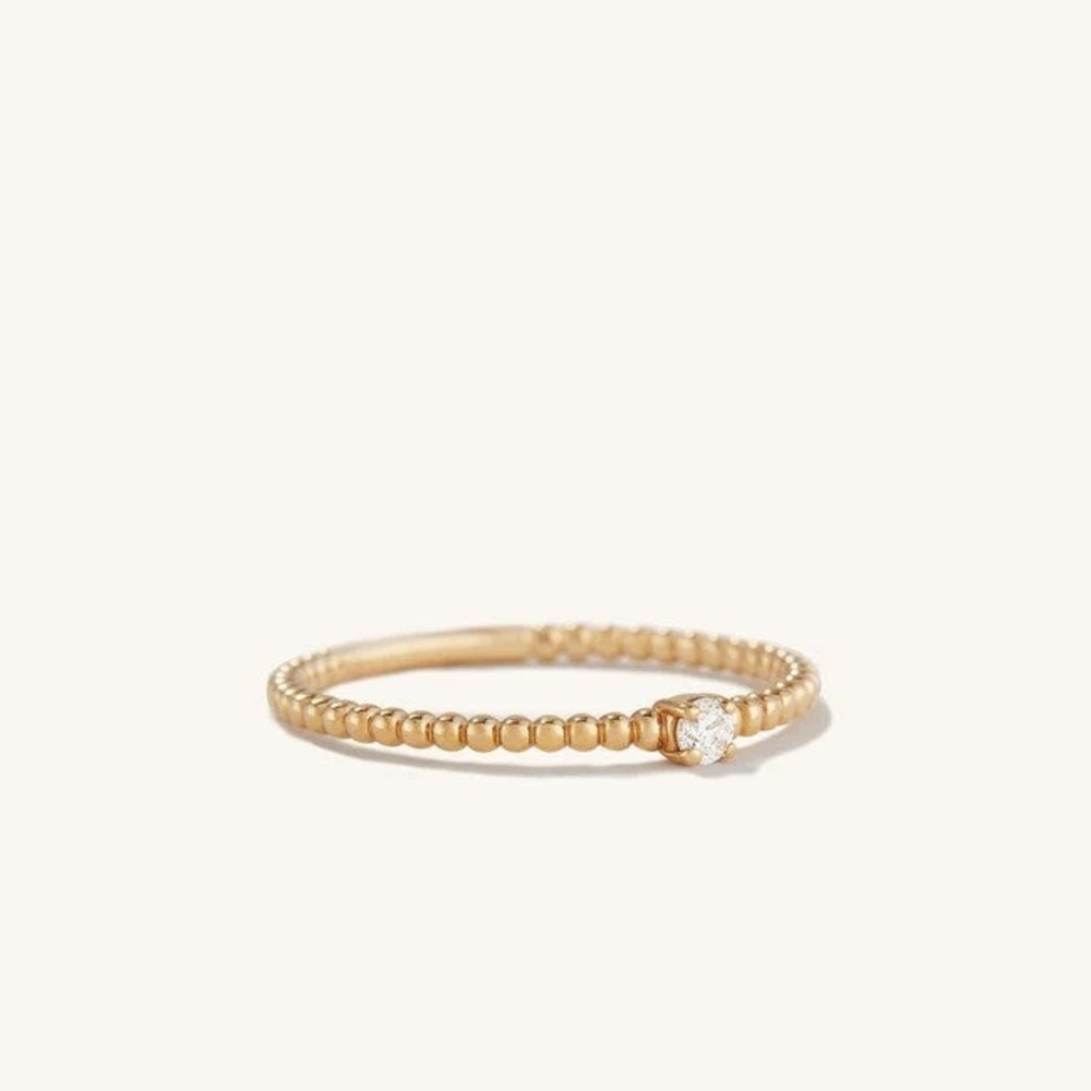 Mejuri Beaded Gold Band With Diamond SIZE 6